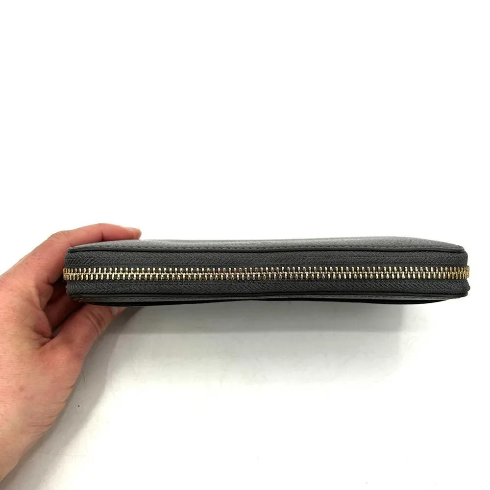 UGG Women's Rae Dark Gray Pebbled Leather Long Zip Around Wallet